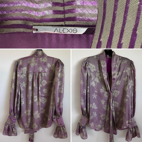 BNWOT $498 ALEXIS Tonal Floral FRANCISCA Blouse Lilac Sheen - Picture 10 of 16